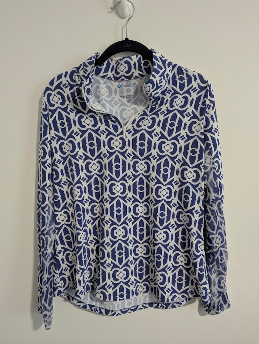 IBKUL UPF 50+ Long Sleeve Golf Tennis Top 1/4 zip Size L